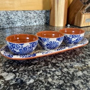 Euro ceramica Portugal set / small bowls & tray 4pc set